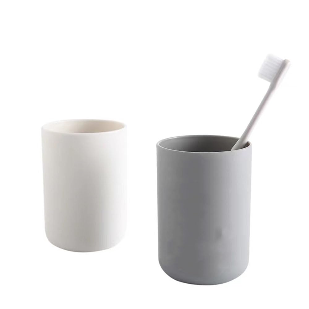 Gobelets ronds en plastique pour bain de bouche - Lot de 3 couleurs blanc gris marron