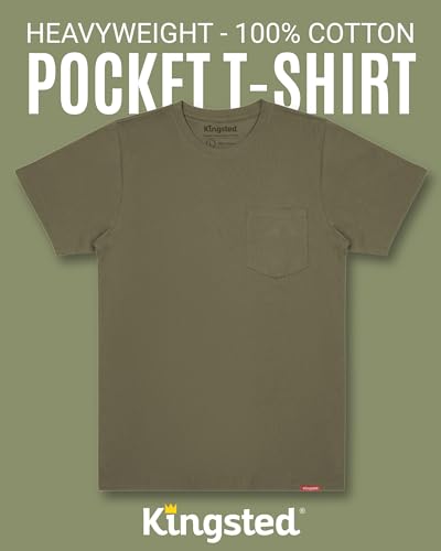Kingsted Heavyweight Pocket T-Shirts for Men - Super Soft 100% Cotton Crewneck Tees - Well-Crafted Classic Comfort Fit3