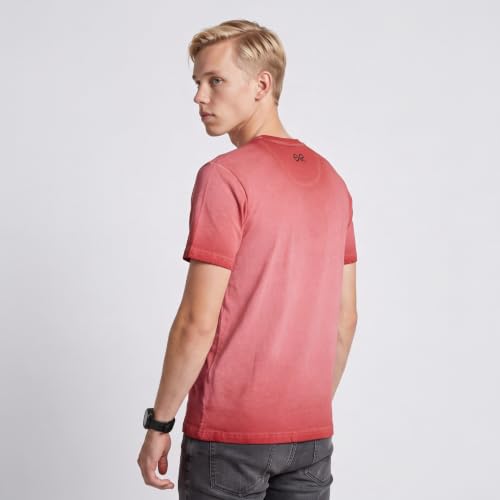 Image of Men's Round Neck Graphic Printed T-Shirt, Red | Premium Cotton Casual Riding Tee | Comfortable Regular Fit Crew Neck for Bikers & Everyday Wear