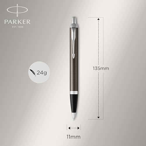 Image of (Ball Pen, Gift Box, Dark Espresso Chrome Trim) - PARKER IM Ballpoint Pen, Dark Espresso with Medium Point Blue Ink Refill (1931671)