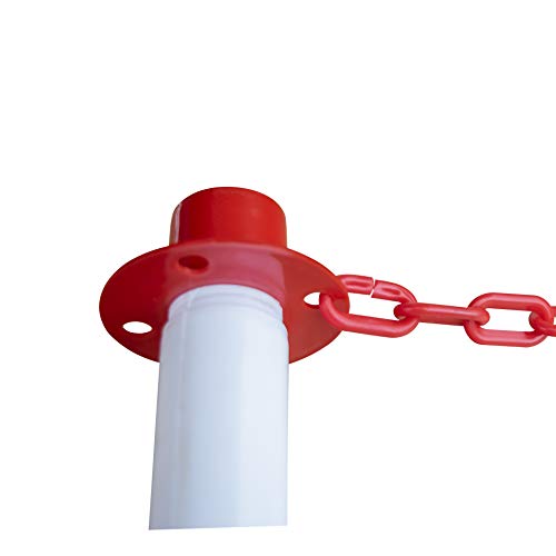 6 Stück Absperrpfosten + 9 Meter PVC Kette Weiss/Rot Signalpfosten Begrenzungpfosten Warnungkette (6)