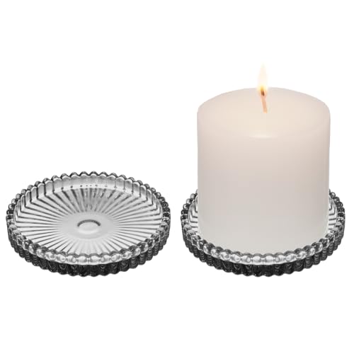 TkoYuHm 2 Pack Glass Pillar Candle Holders 4 Inch...