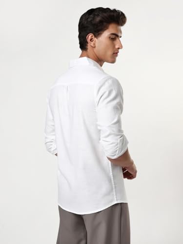 Image of Urbano Fashion Men's Linen Blend Full Sleeve Relaxed Fit Casual Solid Shirt