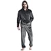 Mens 2 Piece Outfits Flannel Lounge Hoodie Pajamas Set Casual Fashion Oversized Sweatsuits Warm Soft Sleepwear Sets Dark Gray