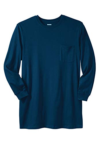 KingSize Men's Big & Tall Shrink-Less Lightweight Longer-Length Long-Sleeve Crewneck Pocket Tee