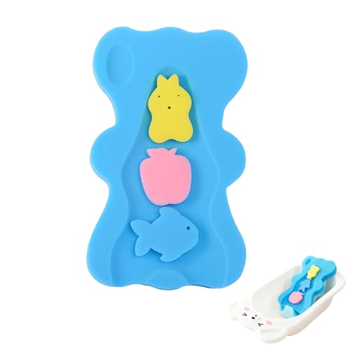 Baby Bath Sponge Support Anti-Slip Baby Bath Cushion Soft Newborn Bathing Supplies Newborn Bath Support for Sink or Bathtub Quick-Drying Travel-Friendly Design (Blue)