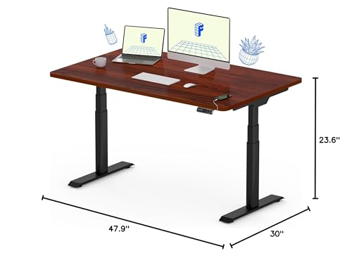 Image of FLEXISPOT E6 Pro Dual Motor Electric Standing Desk, Organic Modern Oval Leg Design, 3-Stage Height Adjustable Sit Stand Desk with Heavy Duty 330lbs, 48 inch x 30 inch Mahogany Desktop, Black Frame