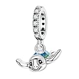 MEETCCY Abalorio de plata de ley 925 con diseño de animales voladores marinos para pulseras o collares, routine, Esmalte Cristal Plata de ley, Circonita cúbica