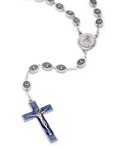 Rosario católico Virgen Milagrosa azul para regalos religiosos