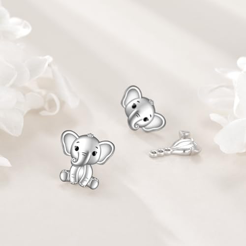 Elephant Earrings for Women Sterling Silver Elephant Stud Earrings Animal Ear Jacket Jewelry Hypoallergenic Front Back Gifts for Women4