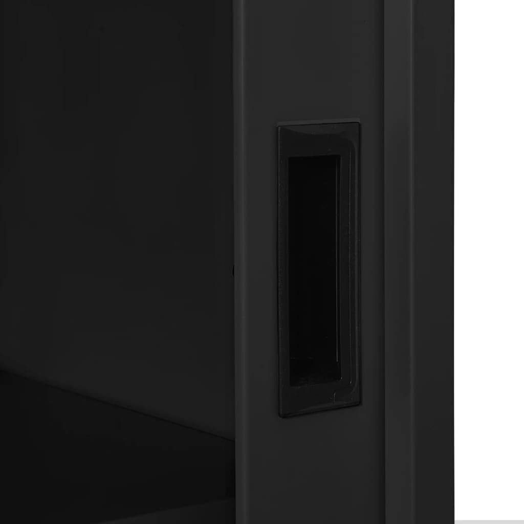 Armario de almacenamiento antracita 90 x 40 x 113 cm con puerta corredera de acero con jardinera con cerradura para balcón, pasillo, oficina, moderno diseño resistente a la intemperie