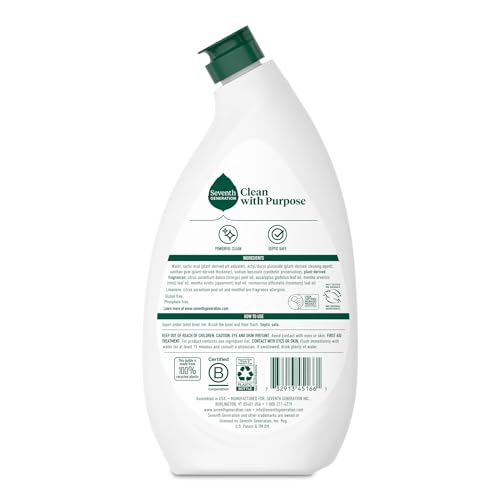Image of Seventh Generation Toilet Bowl Cleaner Fresh Mint scent 4 Pack Without Chlorine Bleach Ammonia Free 24 oz