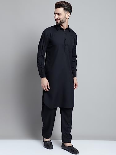 Image of Jompers Men's Cotton Solid Pathani Kurta With Pant