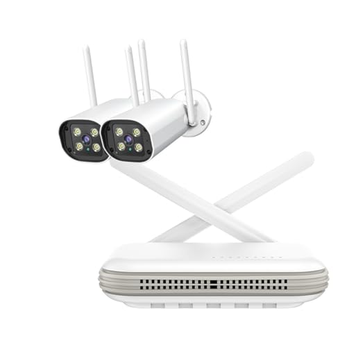 Sistemas de cámaras CCTV, Kit de cámara inalámbrica 4CH 8CH NVR Seguridad Exterior 4K 5MP 3MP cámara IP detección CCTV Mini de videovigilancia(None,WiFi 3MP 2PCS)