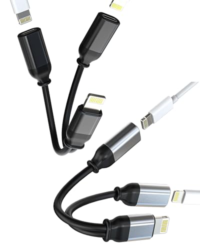 Adaptador Jack Doble Lightning (2 Pack) Accesorios Auriculares Cargador para Apple Cable Aux Auriculares para iPad Air para iPhone 14 13 Pro Max Carga Audio Headphone Autoradio Conector ip-JP