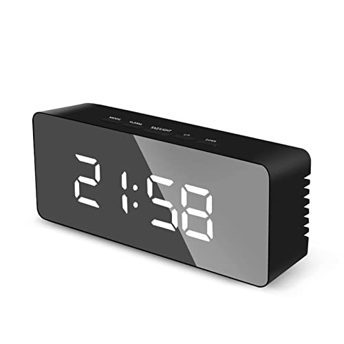 Horloge miroir numérique LED avec fonction snooze et veilleuse USB