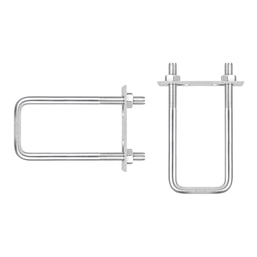 Image of DTGN M10x50x150mm(ThreadxWxL) Square U Bolt - 2Pack - Good for Trailer Pipe Replacement Parts - 304 Stainless Steel U Shape Bolts