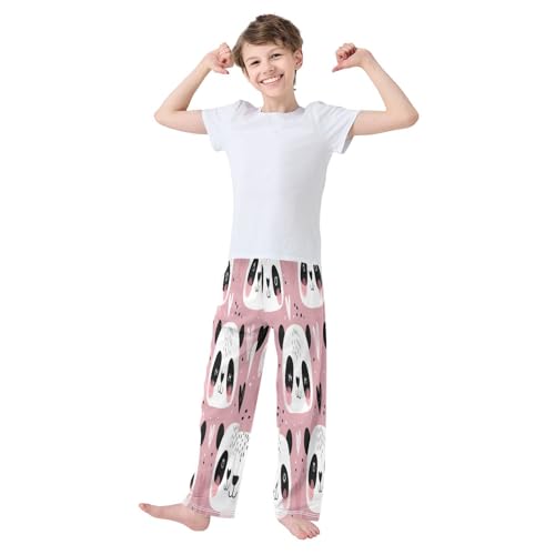 Cute Panda Face Heart Lounge Pajama Pants Soft PJ Bottoms for Sleepwear Ages 6-14 Years3