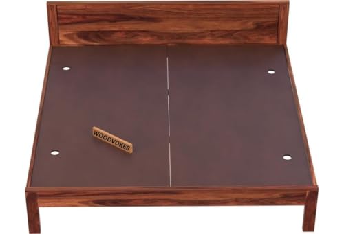 Image of Solid Sheesham Wood Single Bed with Headboard & Footboard | Sturdy Wooden Cot for Bedroom, Hostel & PG | Modern Design Single Wooden Bed Frame (Mattress Not Included) (Honey 6by4)