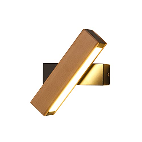 MILECN Moderne Wandleuchte, Massivholz Wandlampen Beleuchtung, 360° Drehbare Indoor LED Wandleuchte, Warmweiß (3000K) Cover