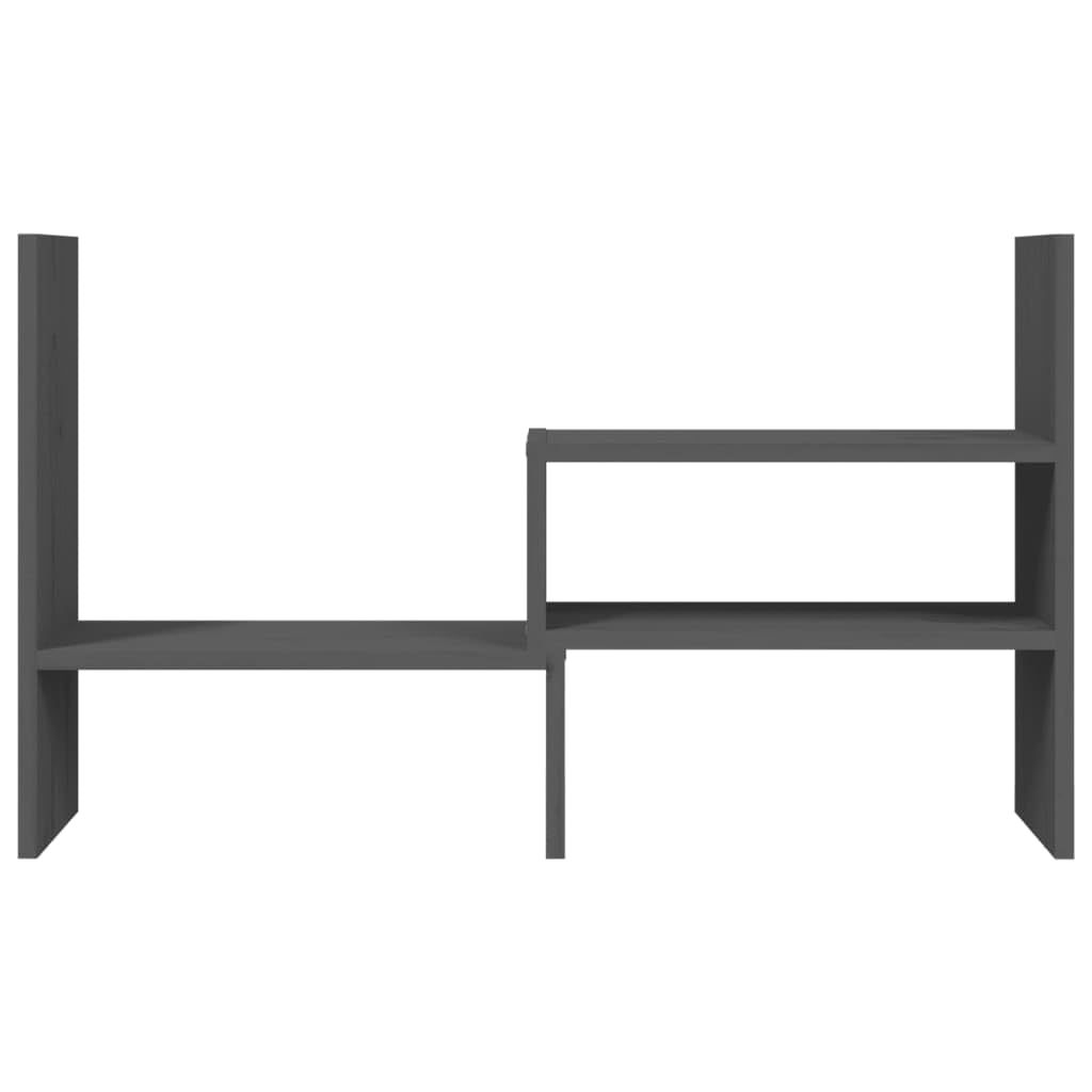 Supporto per monitor grigio in legno di pino massiccio, regolabile da 39 a 72 x 17 x 43 cm, per scrivania, piano di lavoro, ripiano e ordine in casa, con altezza ergonomica