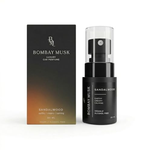 Image of Bombay Musk Sandalwood Luxury Car Perfume | Long Lasting Car Fragrance & Car Freshener | Alcohol Free & Plant Based | 60+ Days | 200+ Sprays | Perfume for Car