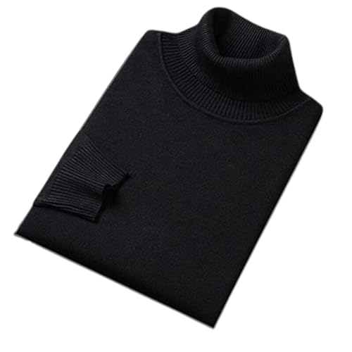 Men's Warm Turtleneck Sweater,Thermal Base Layer Top, Long Sleeve Soft Warm Solid Pullover Knit Jumpers (Black,Large)