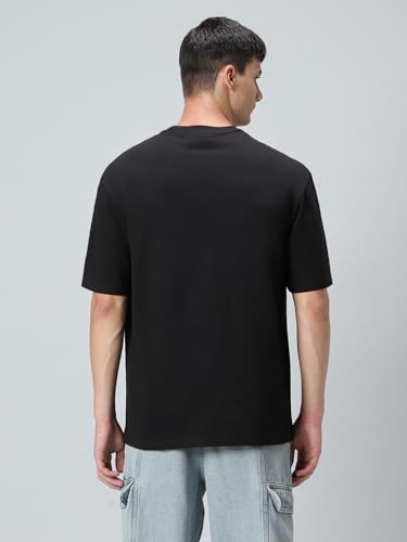 Image of Bewakoof Men's Solid Oversized Fit Half Sleeve Round Neck Cotton T-Shirt