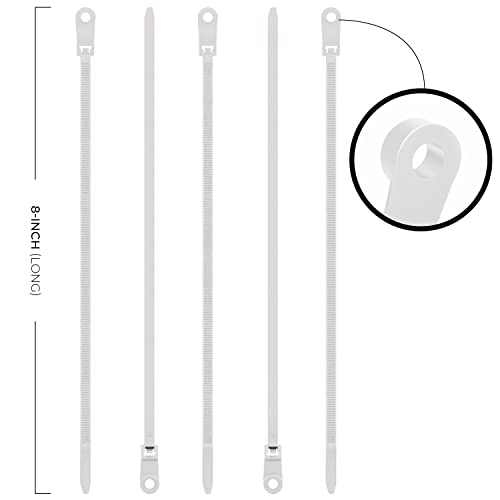 Fixson – abraçadeiras de plástico, com fecho de zíper, pacote com 100 (20 cm, branco)