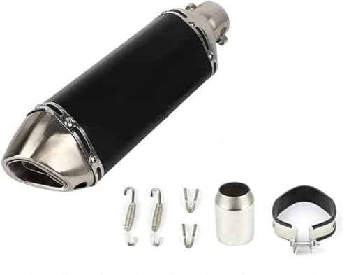 Vanwoke Universal Motorrad Auspuff 38-51mm, Universal Motorrad Schalldämpfer mit abnehmbarem DB Killer, schwarzer Klein Hexagon Oblique Tail Refit Auspuff für Motorräder, Mountainbikes und Roller