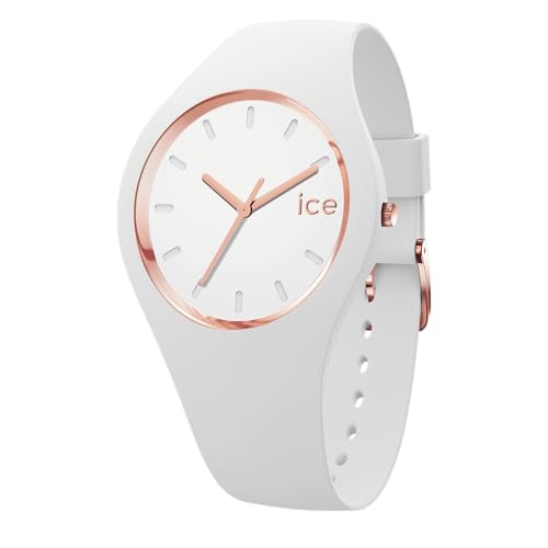 ICE-WATCH - Ice Glam White Rose-Gold - Montre Blanche pour Femme avec Bracelet en Silicone - 024522 (Small 37)