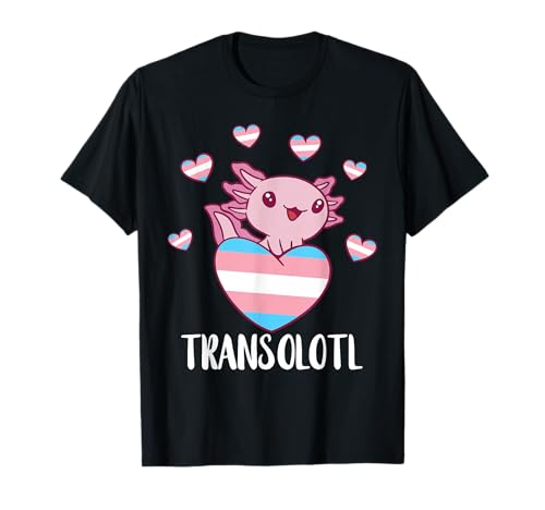 LGBTQ Gay Lesbian Trans Gender Pan Pride T-Shirt: Transgender Happy Axolotl Gleichheit Schwarz Unisex Small Klassisch Kurzarm Pride Events LGBTQ Community Support