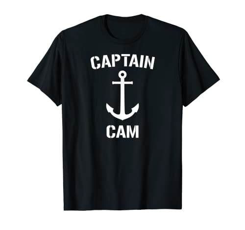 Camiseta náutica Capitán Cam personalizada con ancla de barco Camiseta