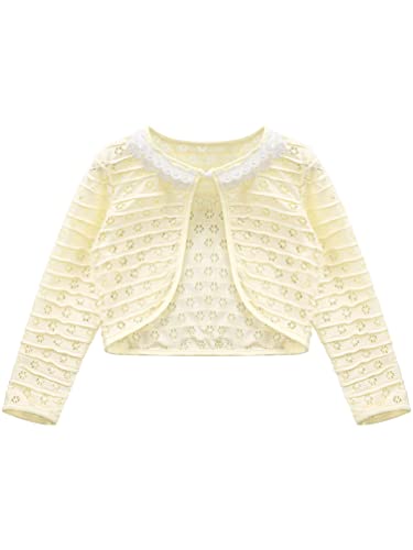 Jhaoyu Girls Hollow Flower Long Sleeve Bolero Shrug Cardigan Top Party Dress Cover Up Jacket3