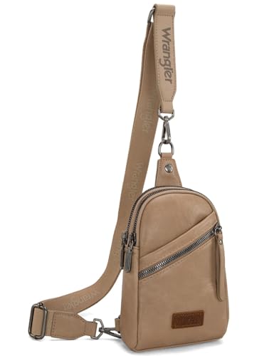 Image of Wrangler Small Sling Bag for Women, Leather Crossbody Bags Cross Body Purse Fanny Packs with Adjustable Strap for Gift