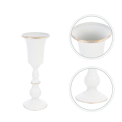 Jarrón de metal blanco fácil de mantener y duradero para centros de mesa 8