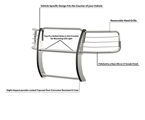 Image of Black Horse Grille Brush Bumper Guard Modular Stainless Steel Compatible with 2014-2018 Chevrolet Silverado 1500-17GT27MSS