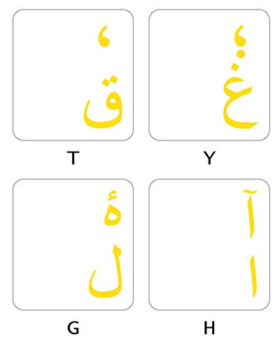 Farsi (Persian) Keyboard Stickers Transparent Yellow Letters for Any Pc Computer Laptop Desktop Keyboards