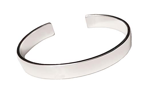 Herren-Armreif aus massivem 925er Sterlingsilber – einfarbiges Silberarmband für Herren, Einheitsgröße, Sterling-Silber, Kein Stein