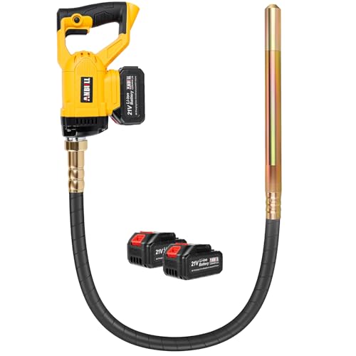 Anbull Vibreur Beton à Batterie 2 m, 21V Aiguille Vibrante Pour Beton 2 * 3000 mAh Batterie, Amplitude 0,9 mm, Vibreuse Beton, Concrete Vibrator