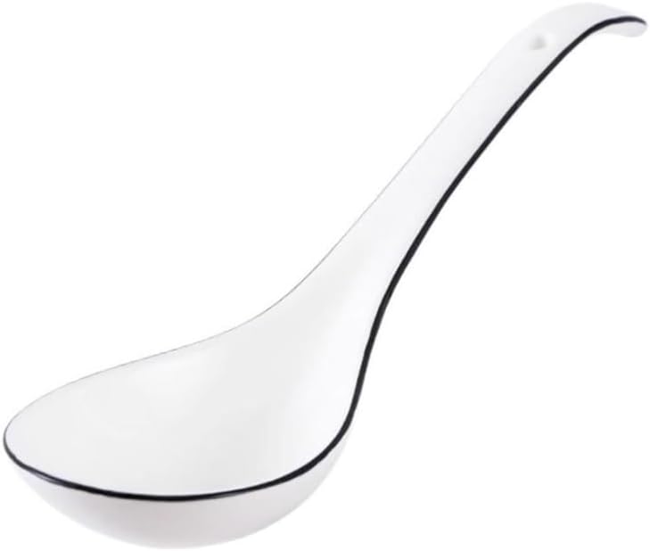Cooking Spoons Ceramic Tablespoon, Long Handled Tablespoon Tableware for Domestic Use(Large)