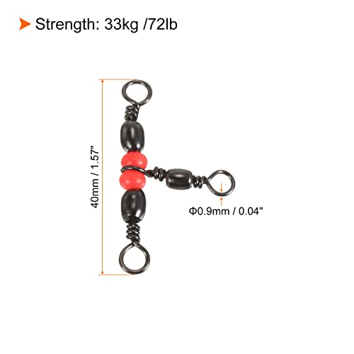 PATIKIL 3 Way Swivel, 20Pcs 72lb Stainless Steel Cross Line T-Turn Triple Barrel Terminal Tackle for Saltwater Freshwater Fishing Black - Image 2