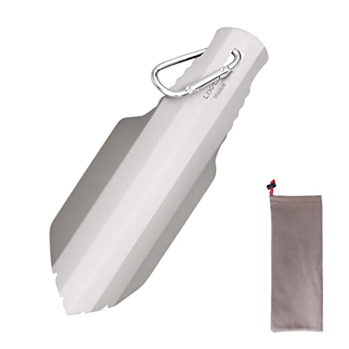 Lixada Camping Schaufeln Blumenkelle Titanium Gartenhandschaufel mit Clip und Aufbewahrungstasche, Länge: 20,5cm, Arbeitsbreite: 7cm, Superleicht 35g, für Gartenarbeit, Camping, Wandern,Rucksackreisen
