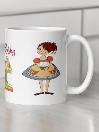 Image of Better Gift Flowers Happy Birthday with Message Mug, Round Shaped Multicolor Themed Coffee Mugs, Mug for Gifting, Gifting Items for Family, Friends & Closed Ones