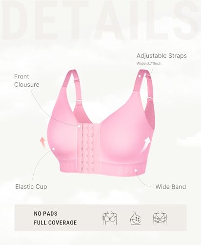 Image of FeelinGirl Post Surgery Bras for Women Front Closure Mastectomy Bras Surgical Wireless Full Coverage Compression Bra