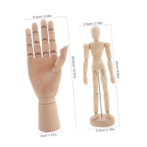 HAPINARY Wood Mannequin Hand 2pcs Set 8'' 10'' Hand Model for Drawing Sculpture