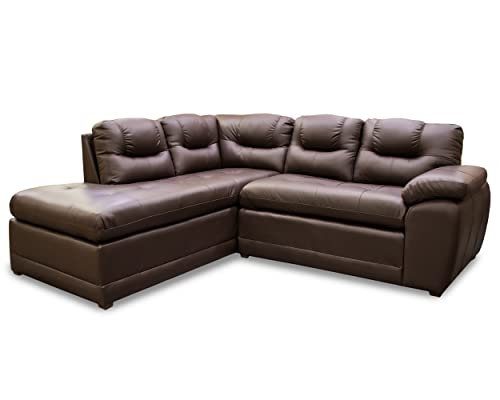 Consejos para Comprar Sala Esquinera de Piel Top 10. 45 Genérico Sala Esquinera de Piel Genuina Love Seat y Cheise Longue, Lado Izquierdo, Color Chocolate Mod. Sevilla