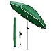 VOUNOT® Sombrilla Playa Grande Ø200cm y Soporte Arena, Mástil Inclinable Altura Regulable Protección UV 50+ Parasol con Techo de Ventilación Bolsa de Transporte para Playa Terraza Balcón Camping Verde