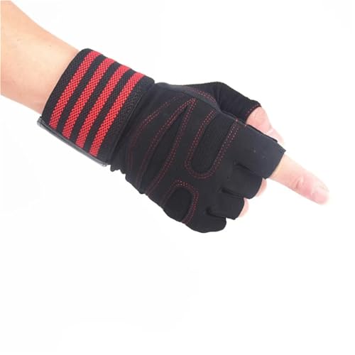 REEYUILOF Guantes de Levantamiento de Pesas con Soporte for muñeca, for Ejercicio, Culturismo, Entrenamiento de Gimnasia, Fitness, Entrenamiento Manual(Red,XL)