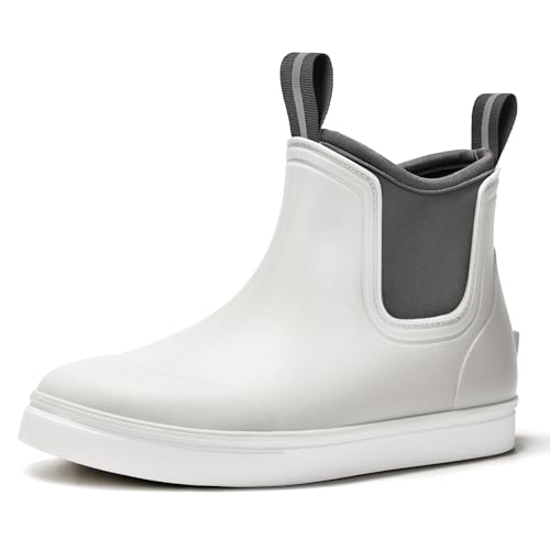 Best Deck Boots Fishing White 10 | Waterproof & Insulated 15 ZCVQX Women's Deck Boots Waterproof Ankle Rain Boots Outdoor Fishing Garden Boots for Women Anti-Slip Lightweight Comfortable Work Shoes White, Size 10